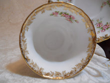 Royal Albert England Dimity Rose Teacup/ Saucer with Floral Gold Trim, PLUS Four Bread and Butter Dishes.