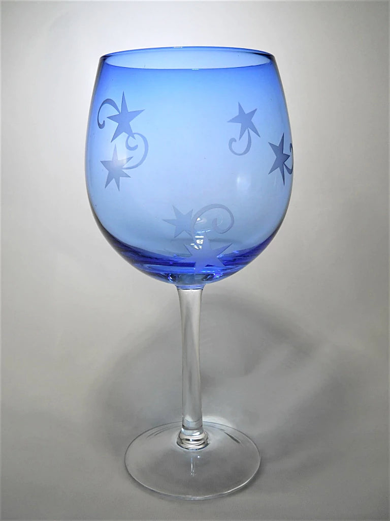 Blue Balloon Wine Glasses Set of 2