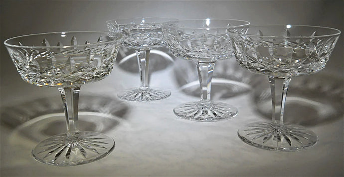 Waterford Lismore Champagne/ Tall Sherbet Crystal Glass Collection of Four