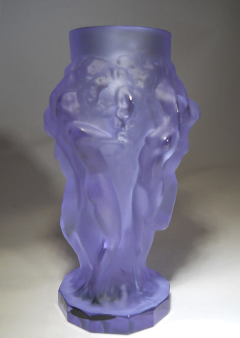 Bohemia Jaromir Schubert (JAS) Hand Cut Art Deco Vaseline Sculptured Glass 