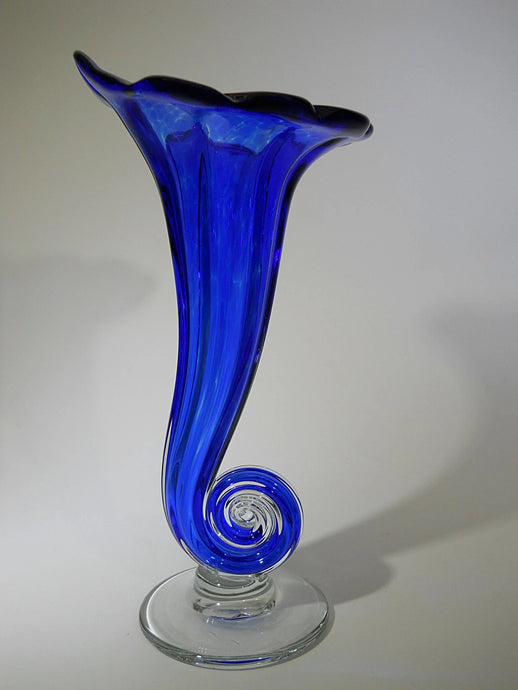 Sabina Glassworks 11-Inch Jack In The Pulpit Cobalt Blue Art Glass Vase