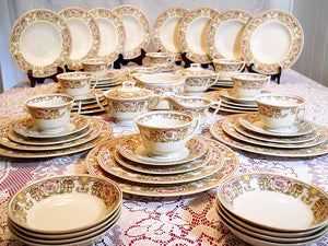  Syracuse China Old Ivory  "Fairburn" 84 piece Eight Place Dinnerware / Tableware Set.