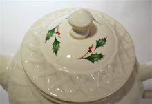 Lenox Holiday Carved Holly and Berries Cream and Gold Trim  6-Cup Porcelain Teapot