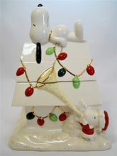 Lenox Snoopy and Woodstock "Snoopy's Christmas" Porcelain Cookie Jar with Gold Trim