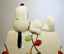 Lenox Snoopy and Woodstock "Snoopy's Christmas" Porcelain Cookie Jar with Gold Trim
