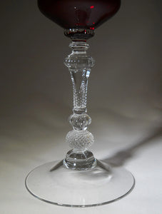Cambridge Glass Gadroon Ruby Water Goblet Glass 1933-1943