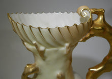 Royal Worcester England Antique Blush Ivory Porcelain Coral Handle Seashell /Jug Pitcher. c.1891