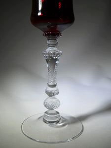 Cambridge Glass Gadroon Ruby Cordial Glass Collection of Two 1933-1943.
