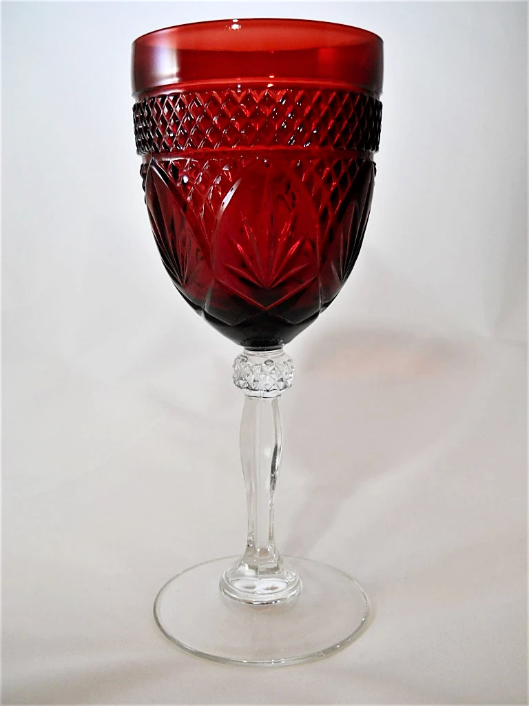 Cristal D'Arques-Durand Antique Ruby Red Water Goblet Collection of Eight