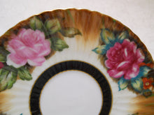 Lefton Hand Painted Pink, Red Floral & Earth Tones Teacup and Saucer Set c.1950's