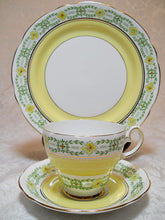 Gladstone Bone China Yellow and Floral Teacup/Saucer/Plate Set. #5826 England