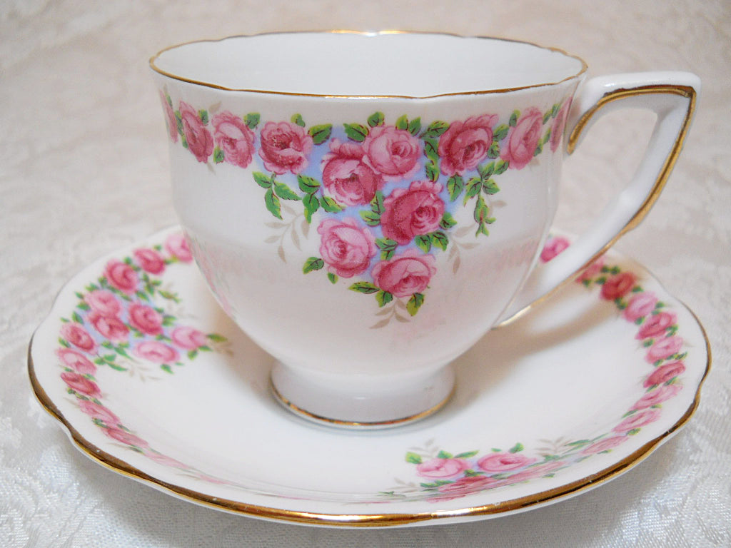 Shabby Rose Pink Porcelain - Teacup and Saucer Set