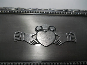 Claddagh  Pewter Jewelry Box with Celtic Knots by Mullingar Pewter Ireland