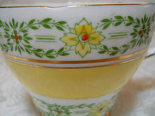 Gladstone Bone China Yellow and Floral 3-Piece Teacup/Saucer/Plate Set. #5826 England