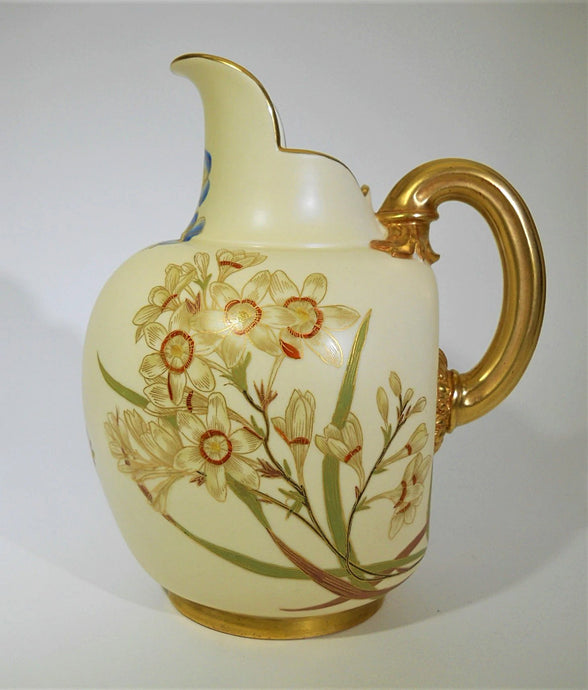 Royal Worcester England Blush Ivory Flat-Backed Blush Ivory Jug, c.1888