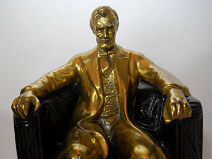 Abraham Lincoln Brass Plated Reproduction of Lincoln Memorial Statue Bookend Set of Two.