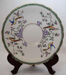Atlas China Grimwade c.1900's Stoke On Trent Hand Painted Multi-colored Birds and Flowers Mix-and-Match Teacup and Saucer Set