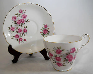Regency England Bone China Pink Floral and Gold Trim Teacup and Saucer