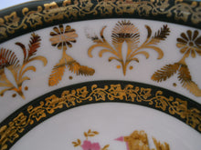 Royal Grafton Dark Green and Gold Filigree Floral Landscape Bone China Teacup and Saucer Set.