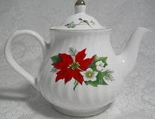 Arthur Wood and Son, England, Holiday Red and White "Poinsettia" Earthenware 32 oz. Teapot