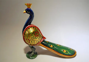 Wooden Minakari Style Blue/Green/Red/ Gold Peacock Collection of Six.