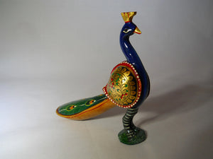 Wooden Minakari Style Blue/Green/Red/ Gold Peacock Collection of Six.