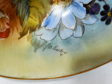 Aynsley J.A. Bailey Signed Turquoise and Pink Cabbage Rose Floral Tea Cup and Saucer Collection.