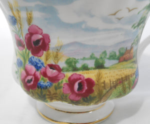 Royal Albert England Country Scenes Harvest Song Bone China Teacup and Saucer Pair