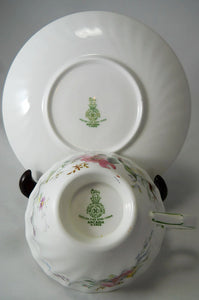Royal Doulton England Arcadia Floral Bone China Tea Cup and Saucer Pair 1938-1959