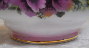 Nantucket Pink Blush and Purple/White Pansies Porcelain Teapot