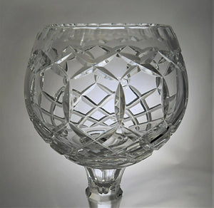 Hand Cut Polish Lead Crystal Pedestal Rose Bowl Centerpiece Candle/ Potpourri Holder Pair of Two.