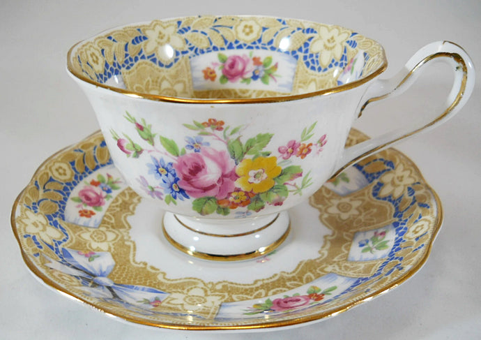 Royal Albert Crown China Valentine Bone China Teacup and Saucer Pair. 1927-1935