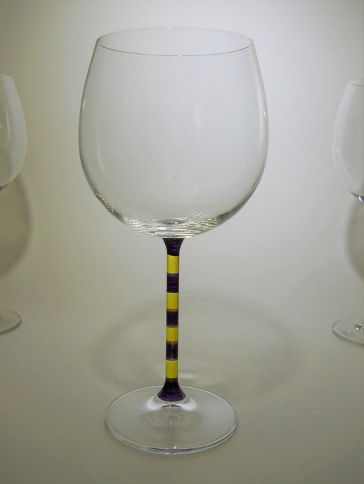 Striped Stem Balloon Wine Glass Collection of Seven
