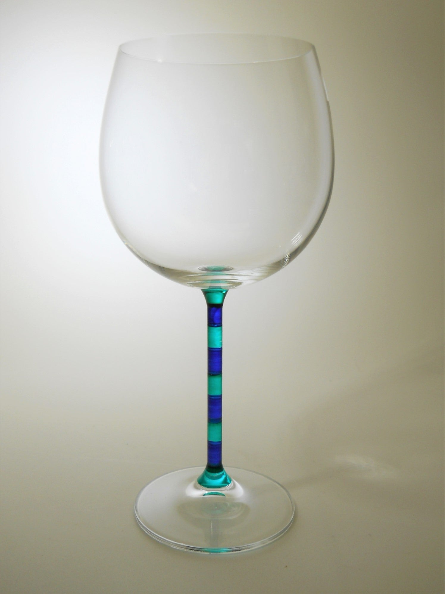 4 Multi Color Stem Wine Glasses Green Purple Blue Yellow Stems