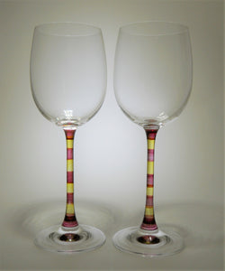 Striped Stem Wine Glass Collection of Five