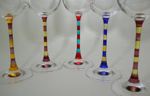 Striped Stem Wine Glass Collection of Five