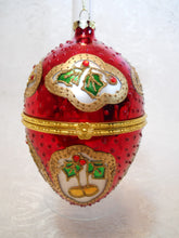 Christmas Large Oval Surprise Hinged Trinket Box Glass Ornament