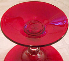 Ruby Red Clear Stem Apothecary Art Glass Candy Jar