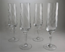 Swirl and Diamond Optic Crystal Champagne Flute Collection of Four