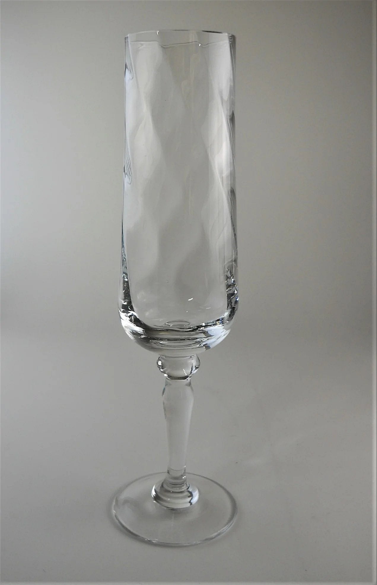 Swirl and Diamond Optic Crystal Champagne Flute Collection of Four