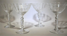 Fostoria Etched Chintz Champagne/ Sherbet Blown Glass Collection of Four. 1970's