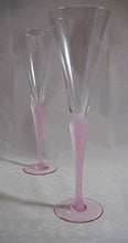 Sasaki Art Deco Crystal "Aegean" Pink Frosted Stem Champagne Flutes.