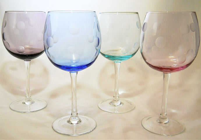 Marquis by Waterford Polka Dot All Purpose Balloon Wine Glass Collection of Four