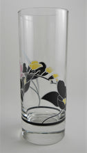 Luminarc Black and Pink/ Lavender Floral Anais 8 oz Tumbler Glass Collection of Six. France