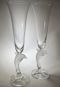 Lenox Crystal Dolphin Champagne Set of Two