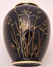 Lindner Bavaria Goldgrases 9-inch Cobalt Blue Covered Vase/Ginger Jar w/Lid