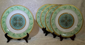 Charter Club Grand Buffet Green/ Teal with Gold Encrusted Plates  Set of Five
