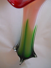 Pier 1 Orange, White, and Green Stem 14-inch Glass Art Flower Vase