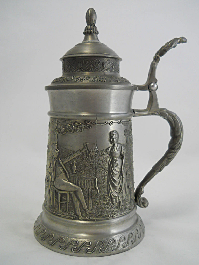 Frieling Zinn Vintage LINDERWIRTEN Design German Pewter Lidded Tankard