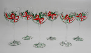 Lenox Holiday Gems Hand Painted Balloon Wine Glasses 